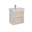 Тумба под умывальник Lemark COMBI 70 см под 1 раковину, подвесная/напольная, 2 ящика, цвет фасада: Дуб кантри, цвет корпуса: Белый глянец LM03C70T-dub