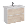 Тумба под умывальник Lemark COMBI 100 см под 1 раковину, подвесная/напольная, 2 ящика, цвет фасада: Дуб кантри, цвет корпуса: Белый глянец LM03C100T-dub